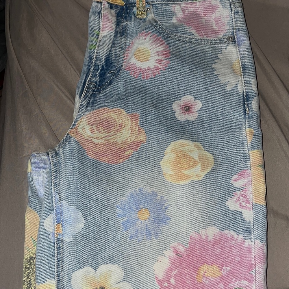 Floral pattern jeans
